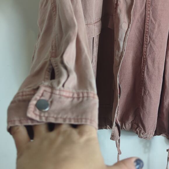 Utility Spring Anorak Jacket with Hoodie Size Small Blush Red - Picture 4 of 12